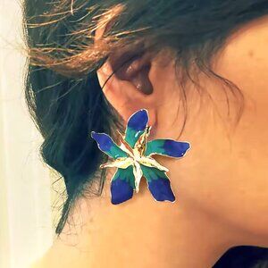 Fashion Geometric Metal Multi  Flowers Women Stud Earrings